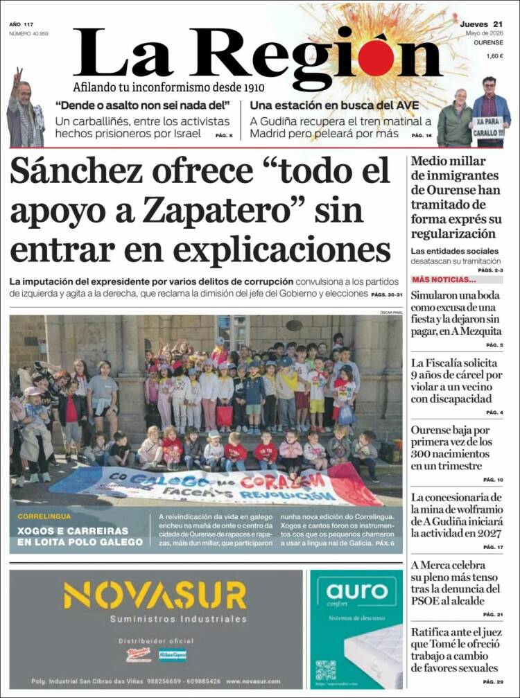 Portada de La Región de Ourense (Espa&ntilde;a)