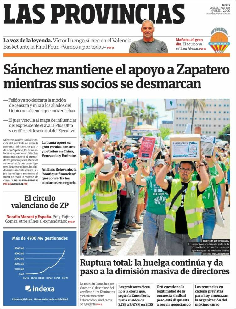 Portada de Las Provincias (Espa&ntilde;a)
