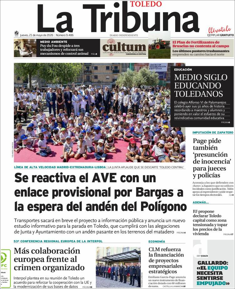 Portada de La Tribuna de Toledo (Espa&ntilde;a)