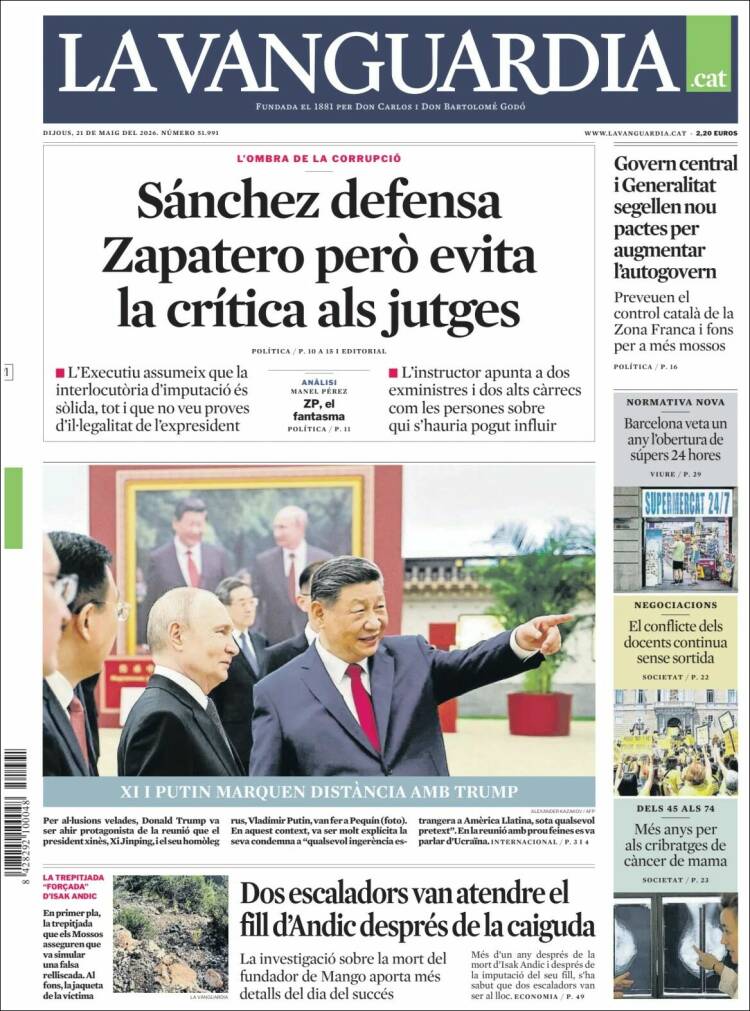 Portada de La Vanguardia (Espa&ntilde;a)