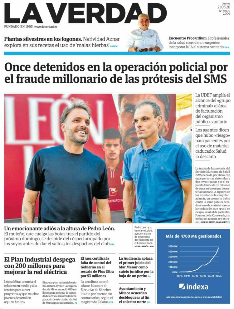 Portada de La Verdad de Murcia (Espa&ntilde;a)