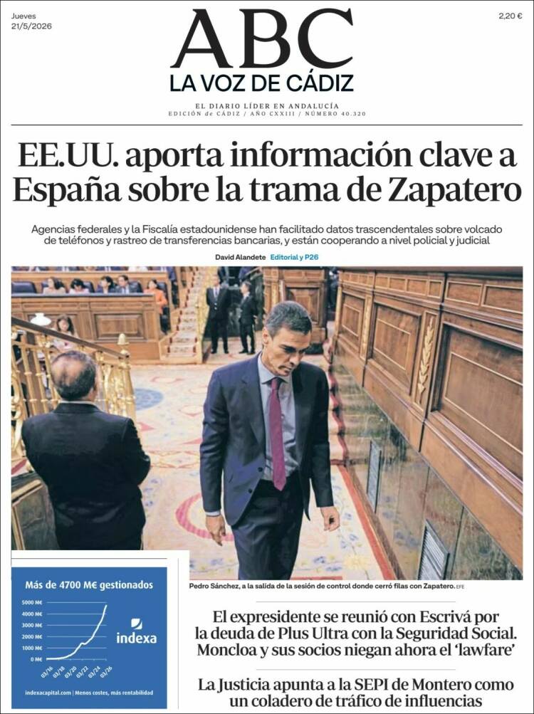 Portada de La Voz de Cádiz (Espa&ntilde;a)