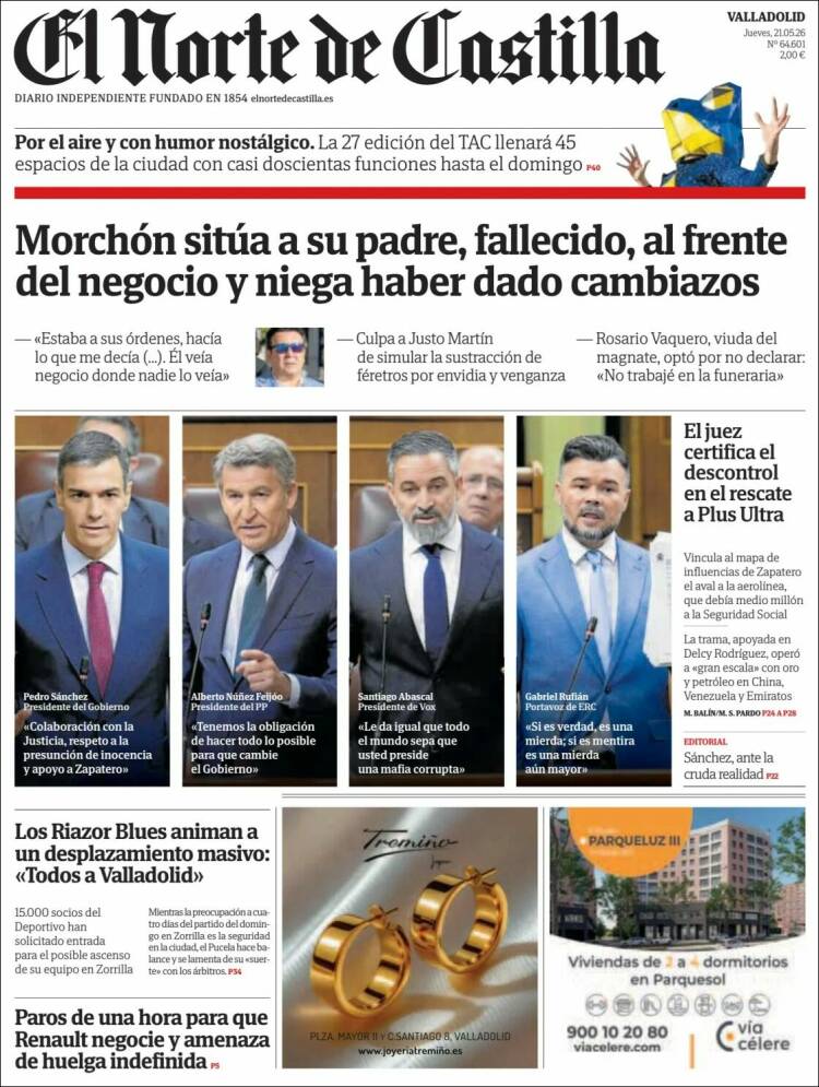 Portada de Norte de Castilla - Valladolid (Espa&ntilde;a)