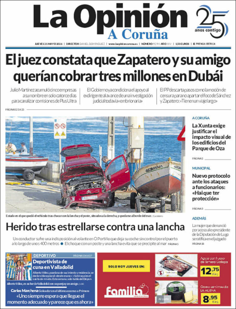 Portada de La Opinión de A Coruña (Espa&ntilde;a)