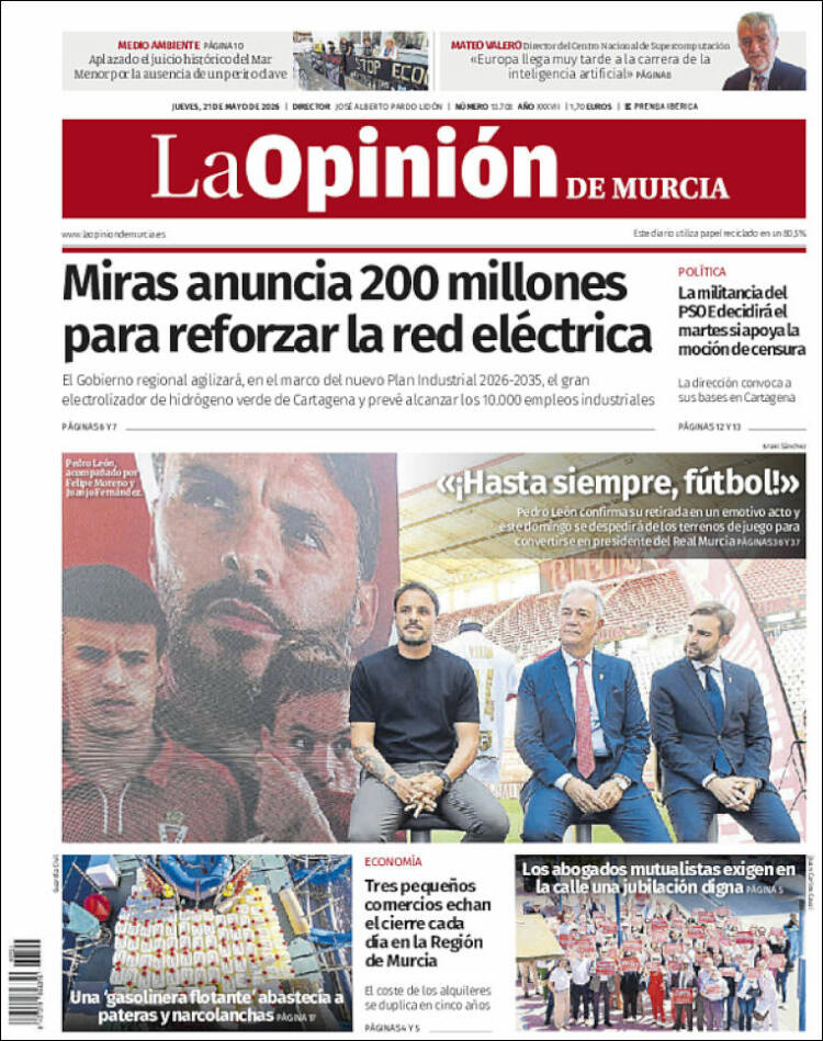 Portada de La Opinión de Murcia (Espa&ntilde;a)
