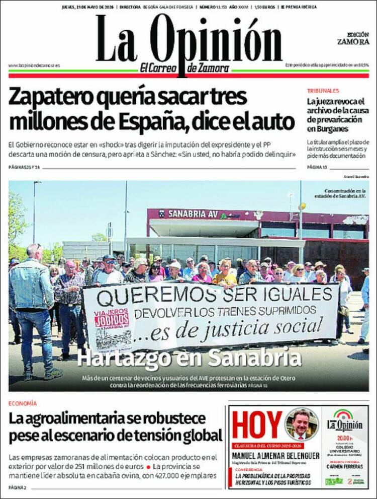 Portada de La Opinión - El Correo de Zamora (Espa&ntilde;a)