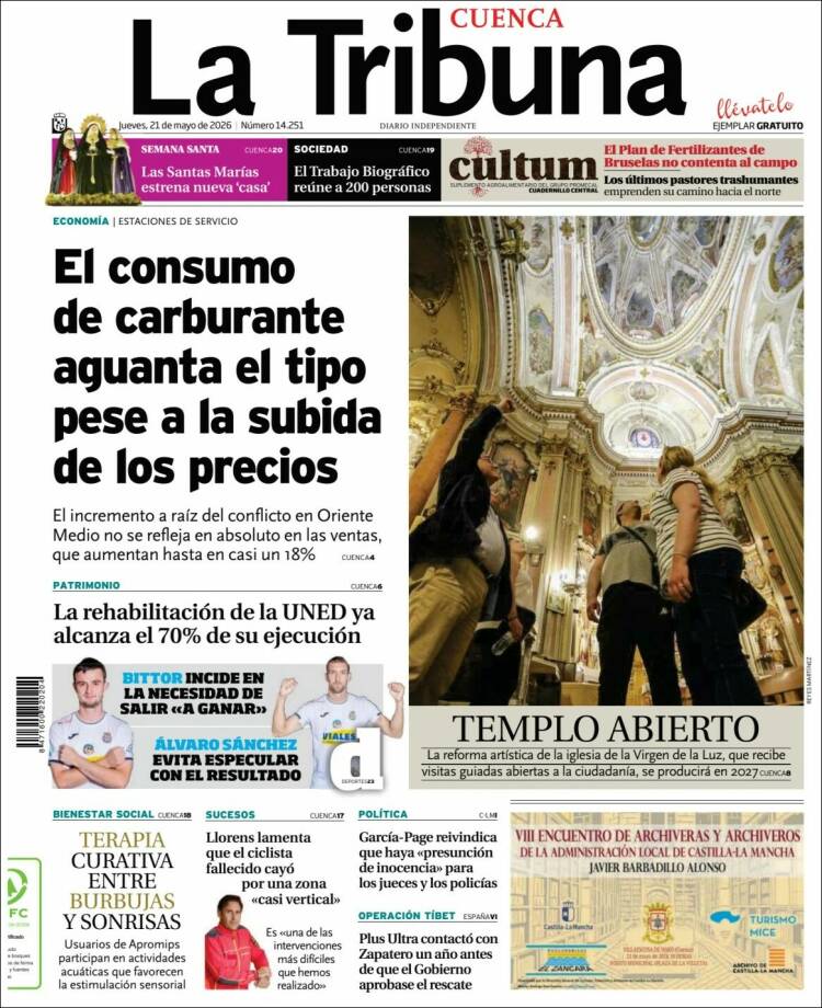 Portada de La Tribuna de Cuenca (Espa&ntilde;a)