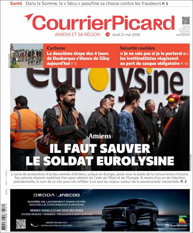 Portada de Courrier Picard (Francia)