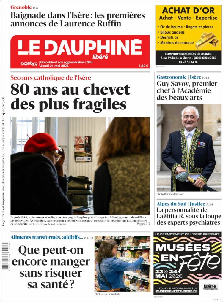 Portada de Le Dauphiné Libéré (Francia)