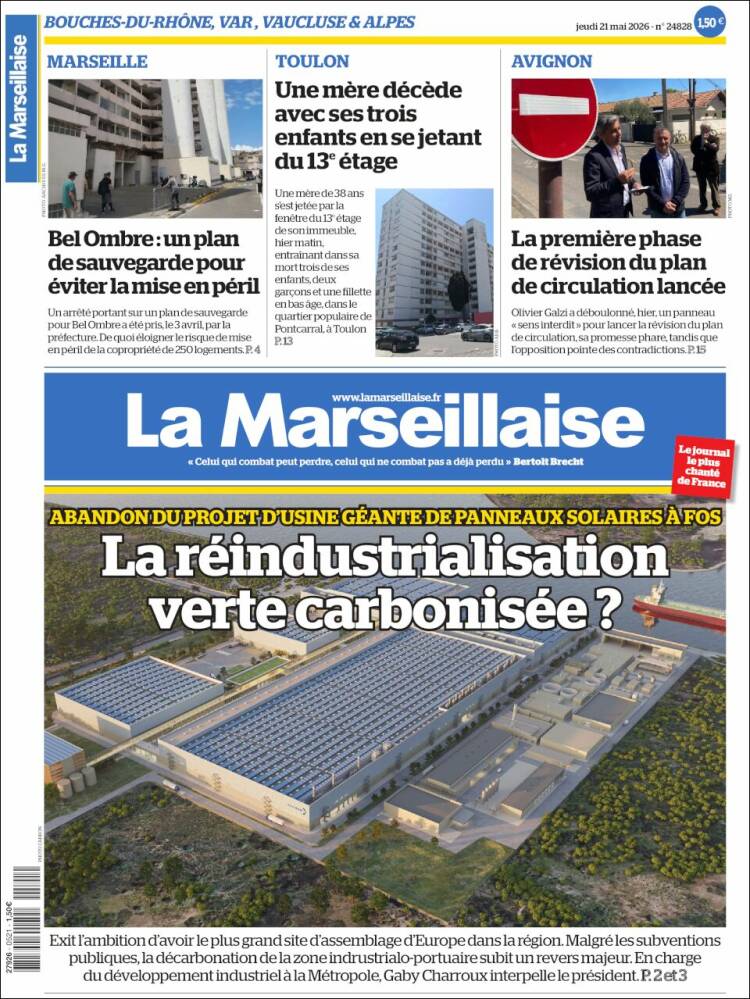 Portada de La Marseillaise (Francia)