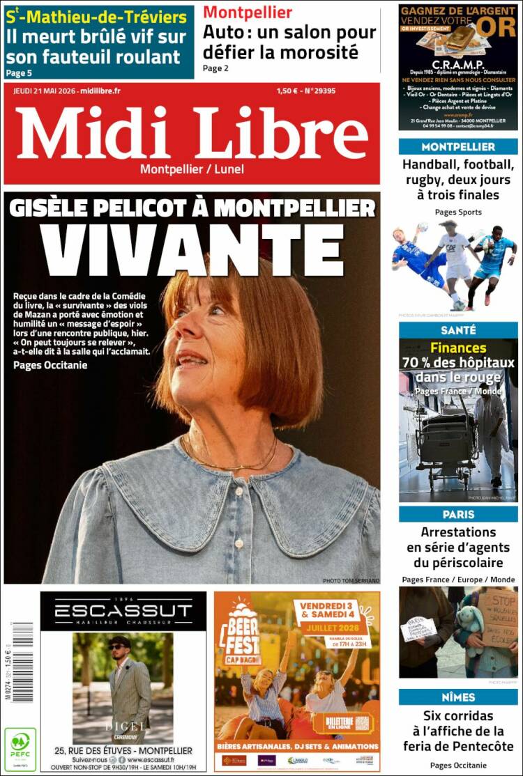 Portada de Midi Libre (Francia)