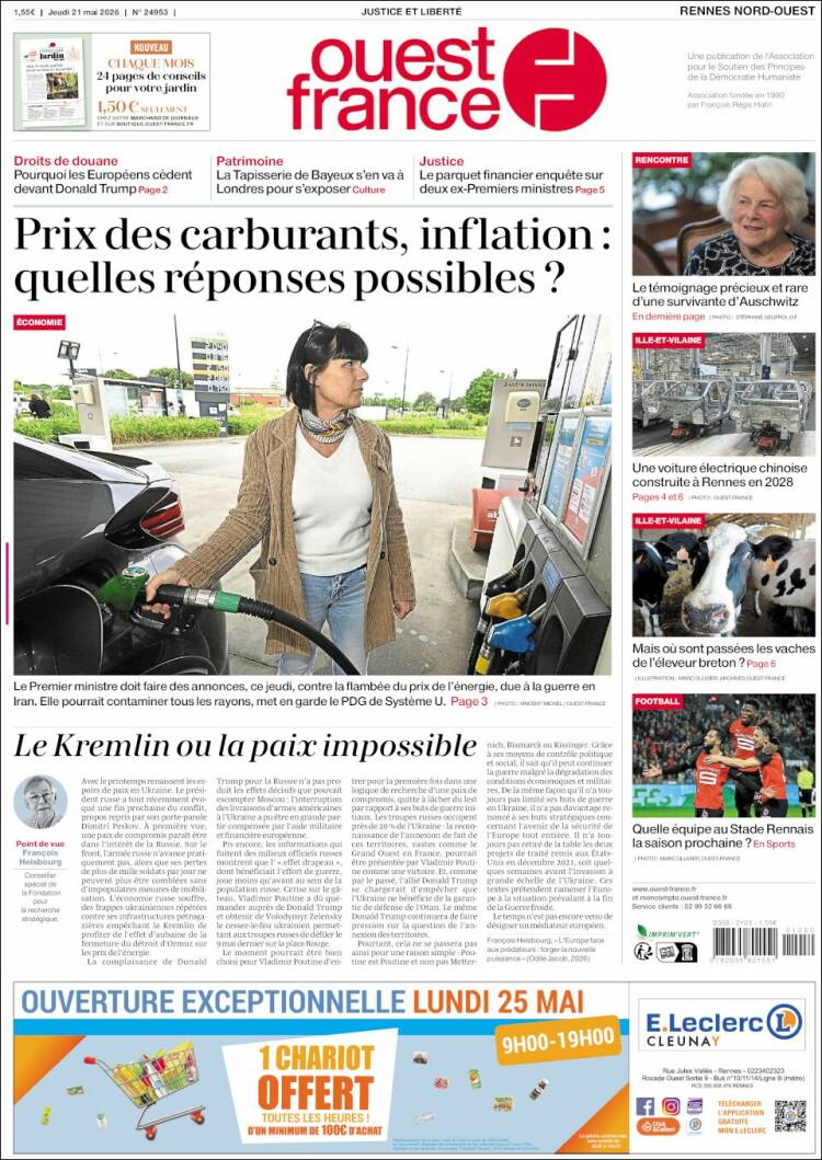 Portada de Ouest France (Francia)