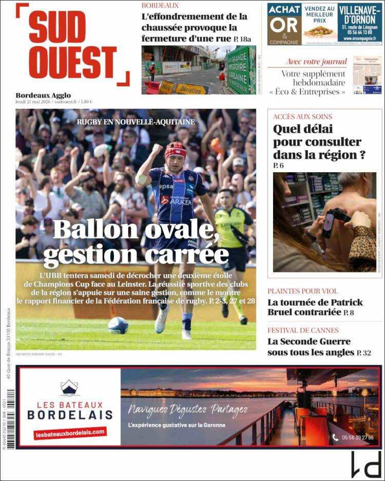 Portada de Sud Ouest (Francia)