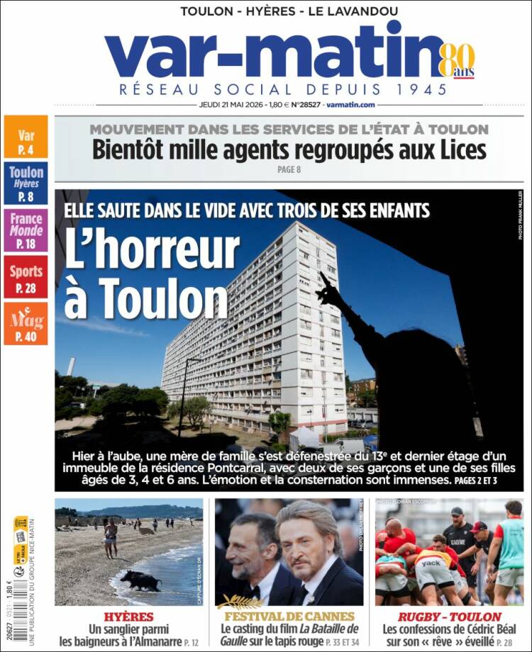 Portada de Var-Matin (Francia)