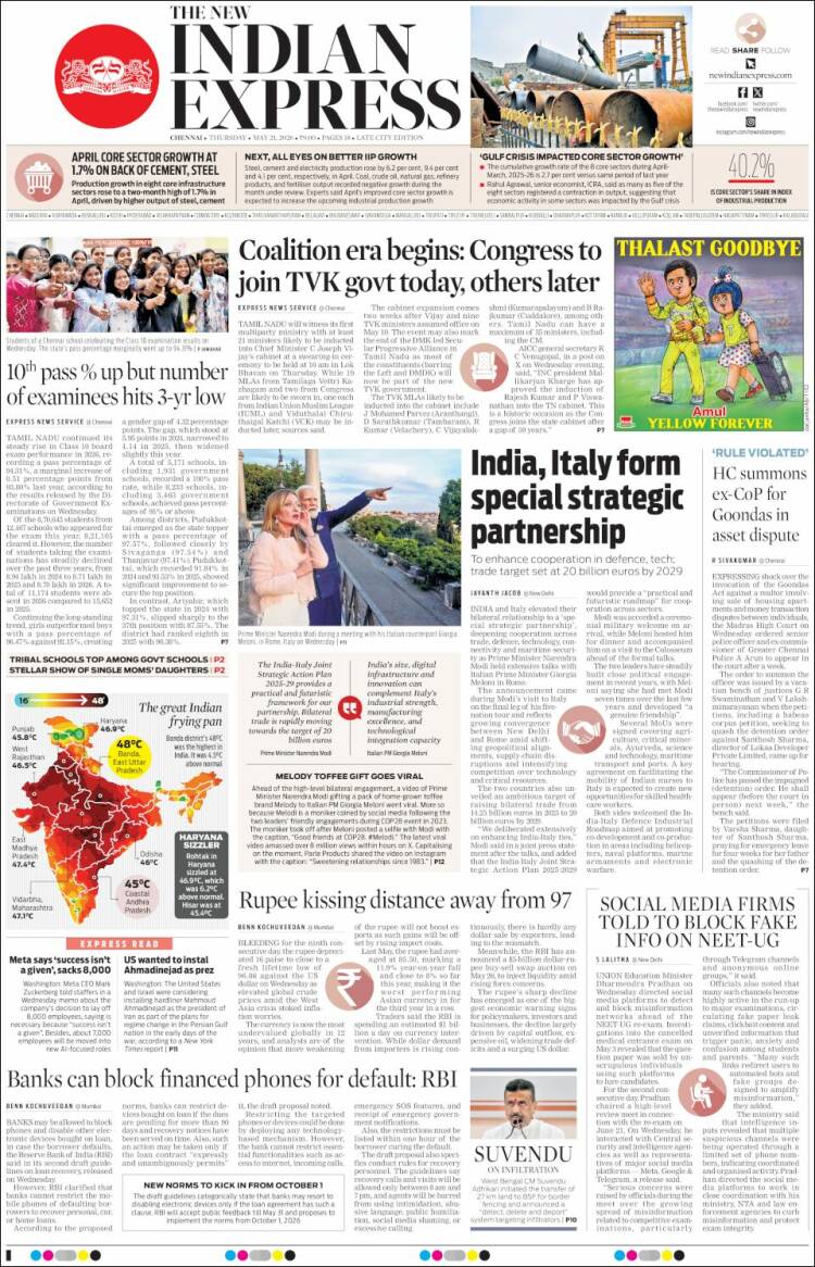 Portada de New Indian Express (India)