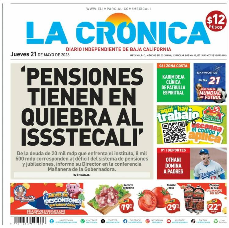 Portada de La Crónica de Baja California (M&eacute;xico)