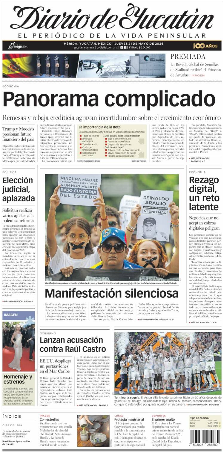 Portada de Diario de Yucatán (M&eacute;xico)