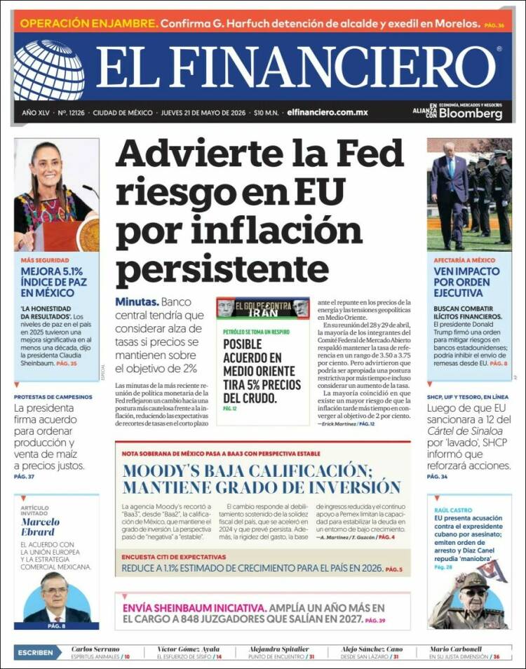 Portada de El Financiero (M&eacute;xico)