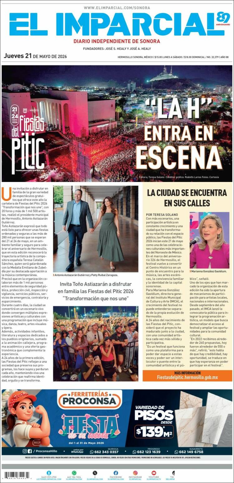 Portada de El Imparcial (M&eacute;xico)
