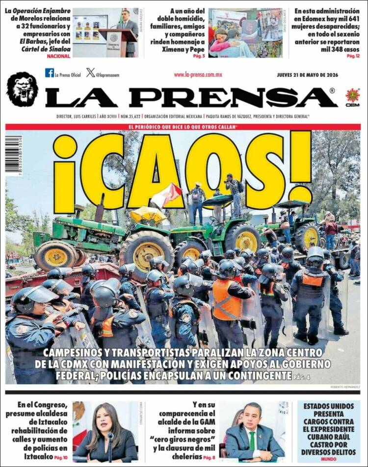 Portada de La Prensa (Mexique)