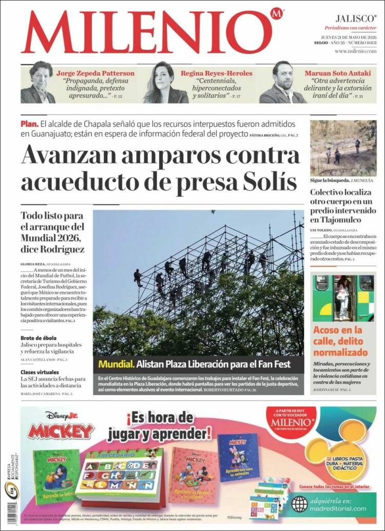 Portada de Milenio - Jalisco (M&eacute;xico)
