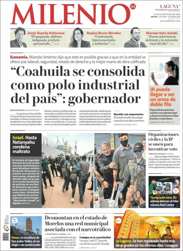 Portada de Milenio - Laguna (M&eacute;xico)