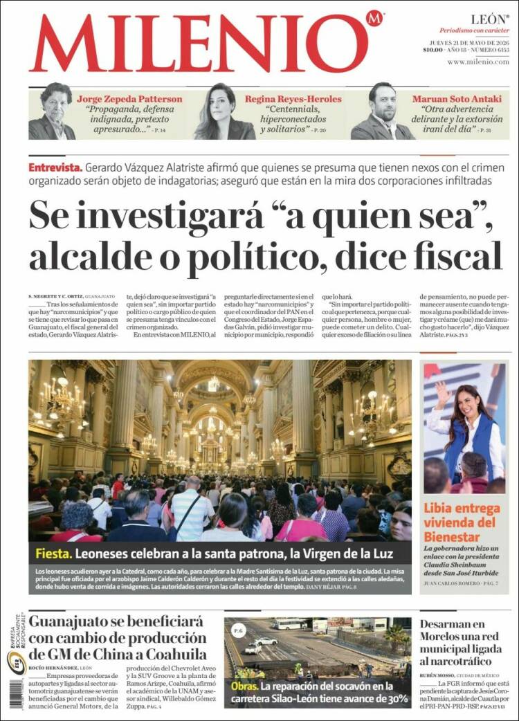 Portada de Milenio de León (M&eacute;xico)