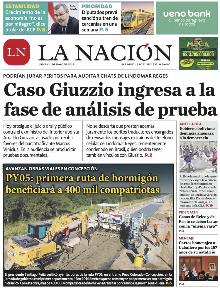 Portada de La Nación (Paraguay)