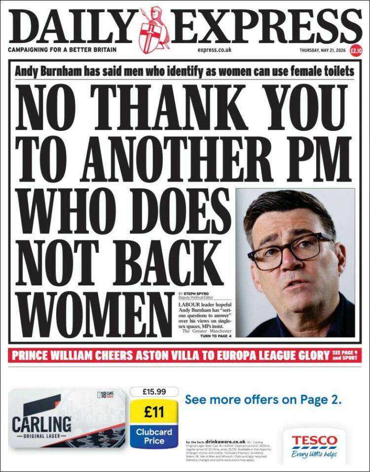 Portada de Daily Express (Royaume-Uni)