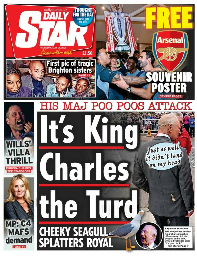 Portada de Daily Star (Reino Unido)