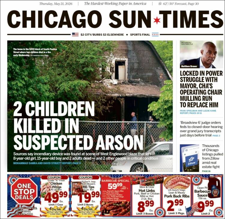 Portada de Chicago Sun-Times (USA)