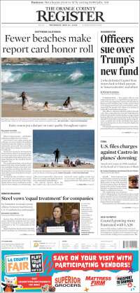 Portada de The Orange County Register (USA)