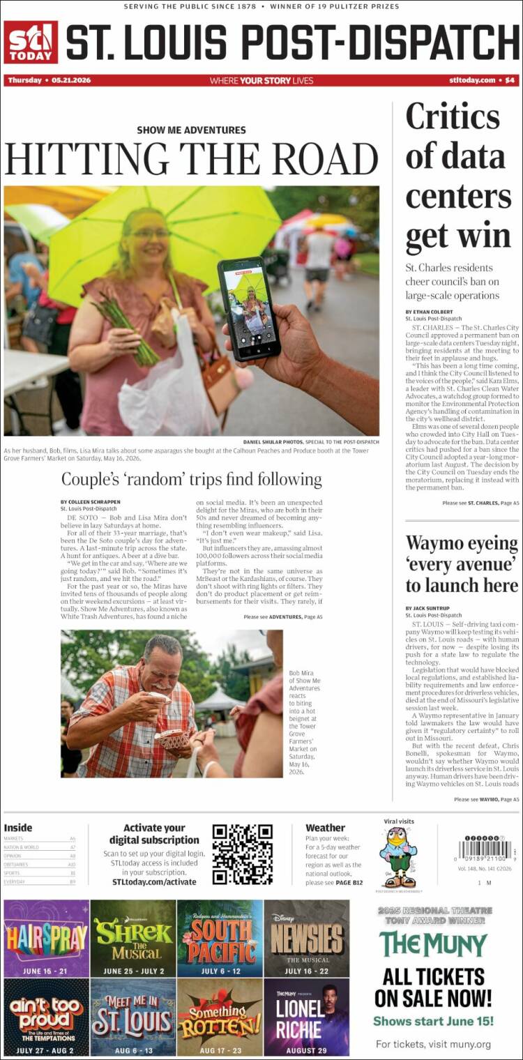 Portada de St. Louis Post-Dispatch (USA)
