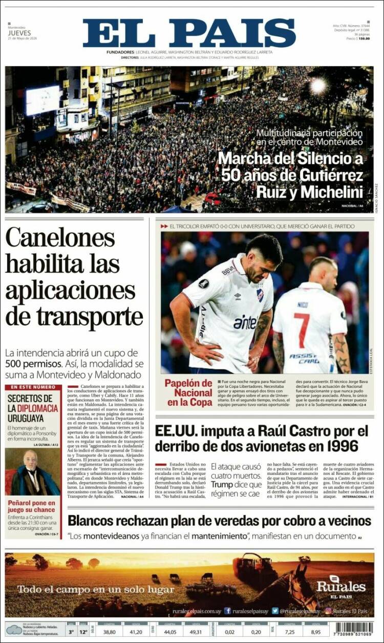 Portada de El País (Uruguay)