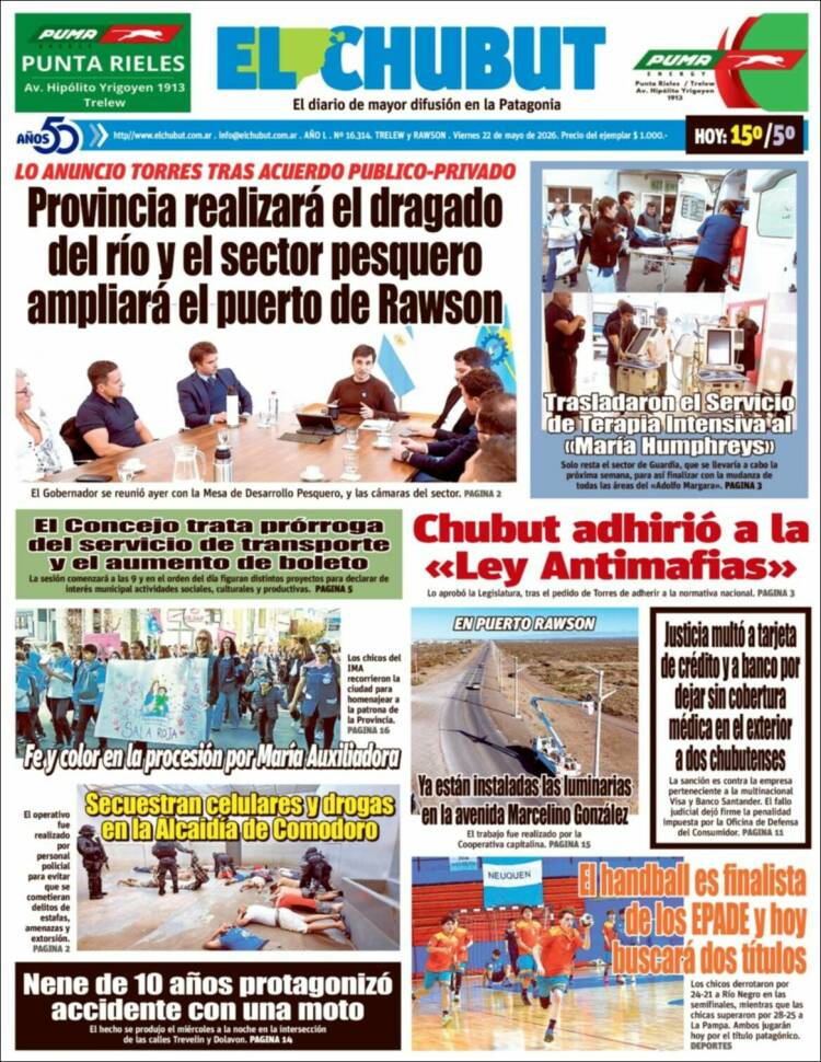 Portada de El Chubut (Argentina)