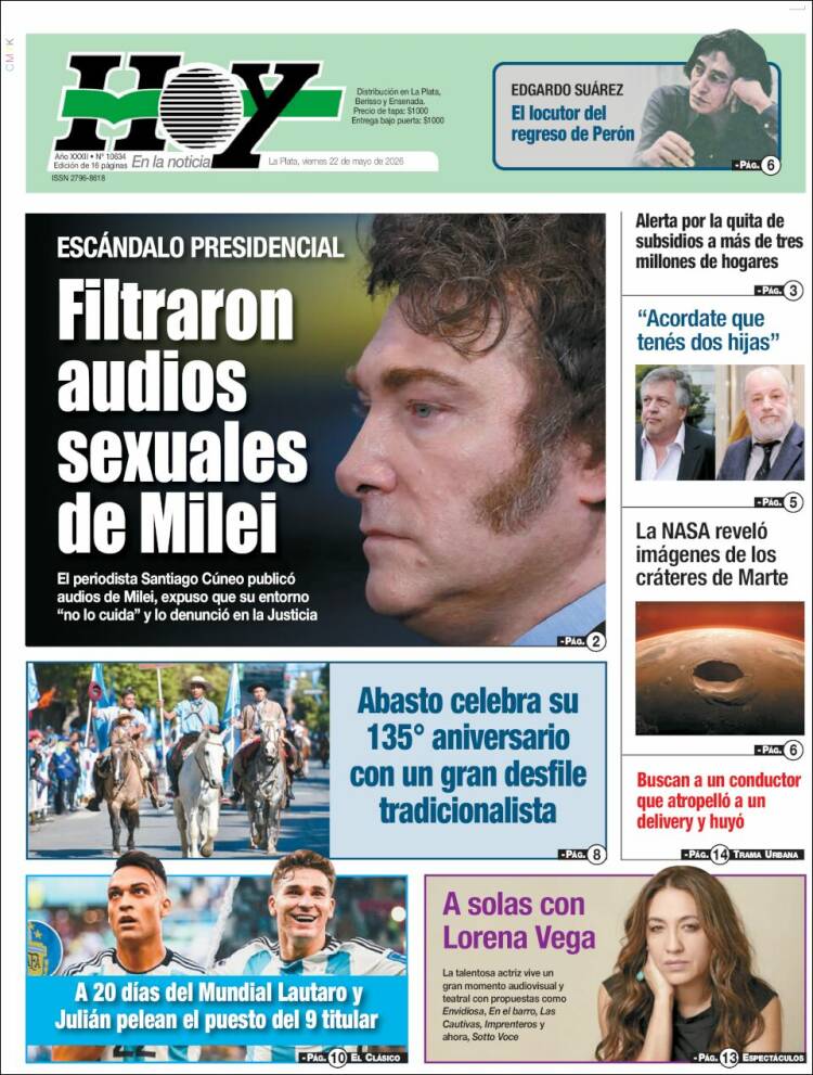 Portada de Diario Hoy (Argentina)