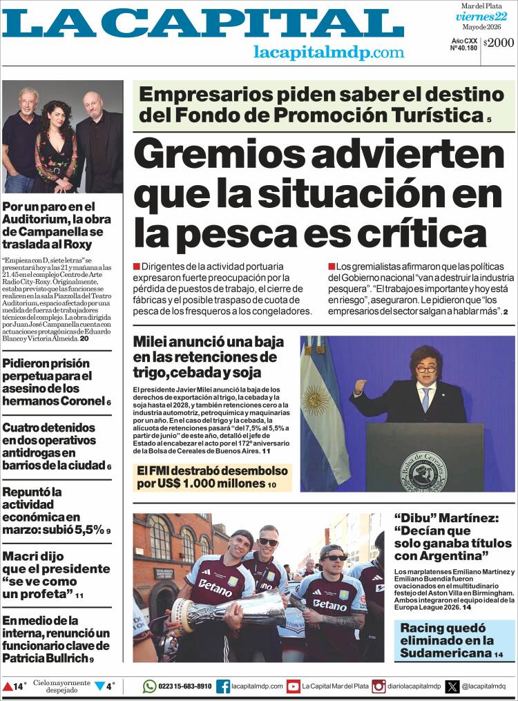 Portada de Diario La Capital - Mar del Plata (Argentina)