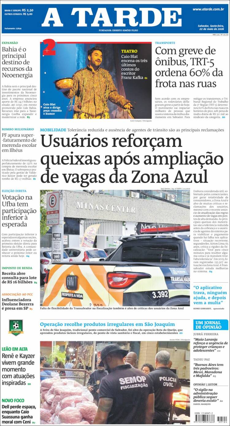 Portada de Diário A Tarde (Brasil)