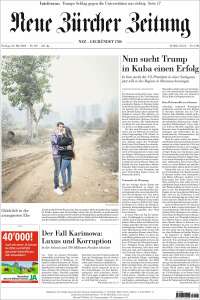 Portada de Neue Zürcher Zeitung (Suiza)