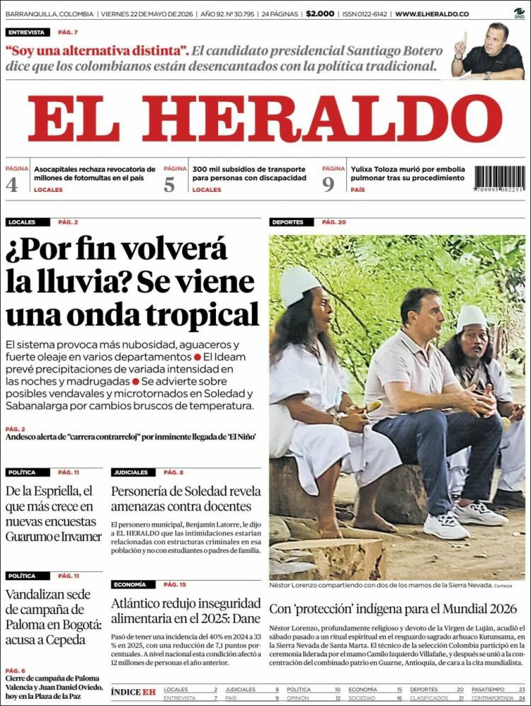 Portada de El Heraldo (Colombia)