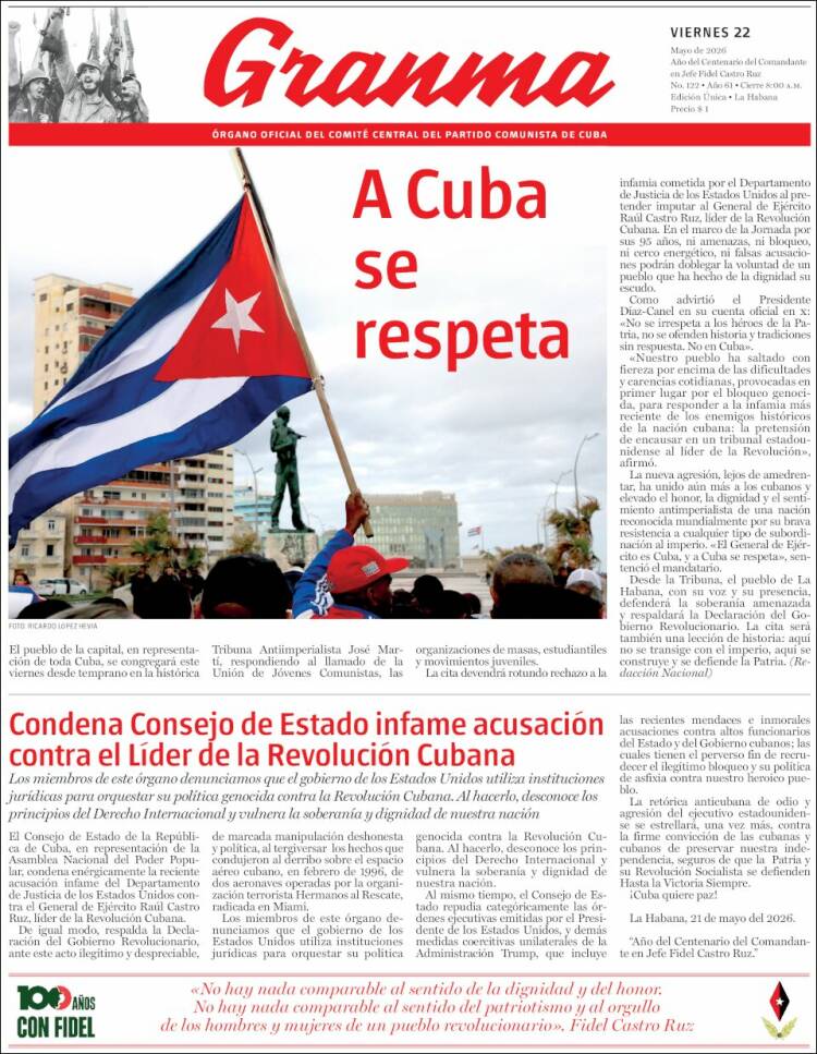Portada de Granma (Cuba)