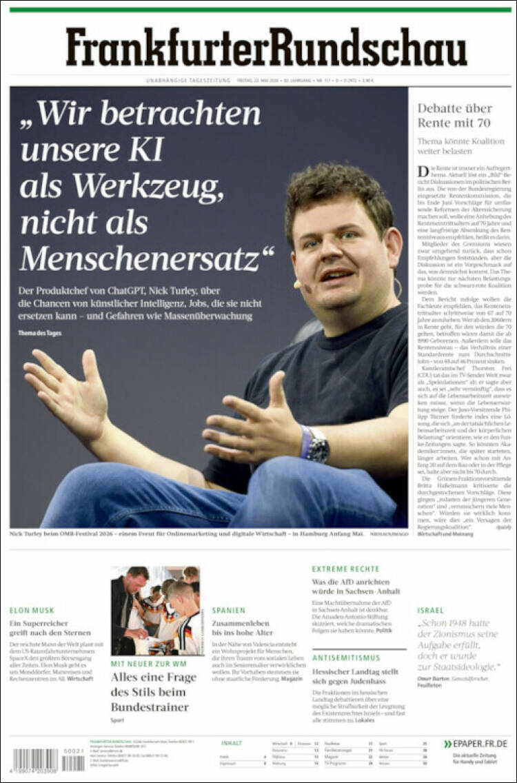 Portada de Frankfurter Rundschau (Alemania)