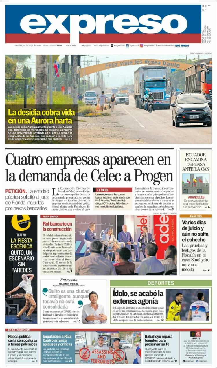 Portada de Expreso (Ecuador)