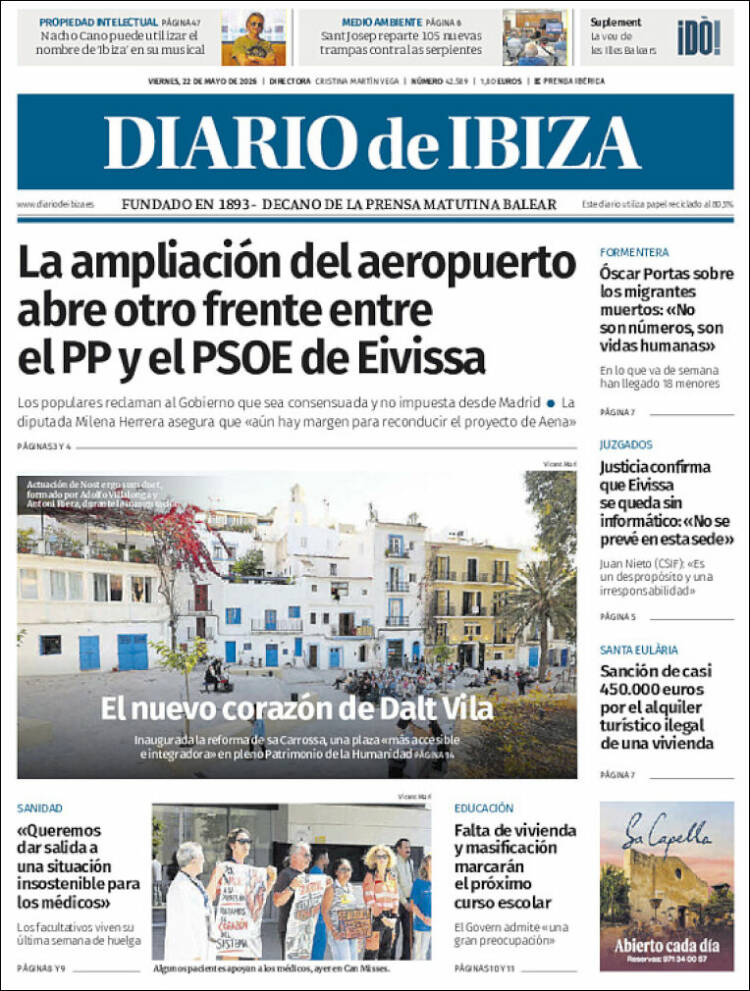 Portada de Diario de Ibiza (Espa&ntilde;a)