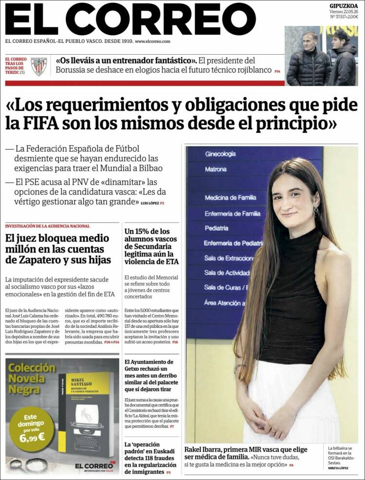 Portada de El Correo - Guipuzcoa (Espa&ntilde;a)
