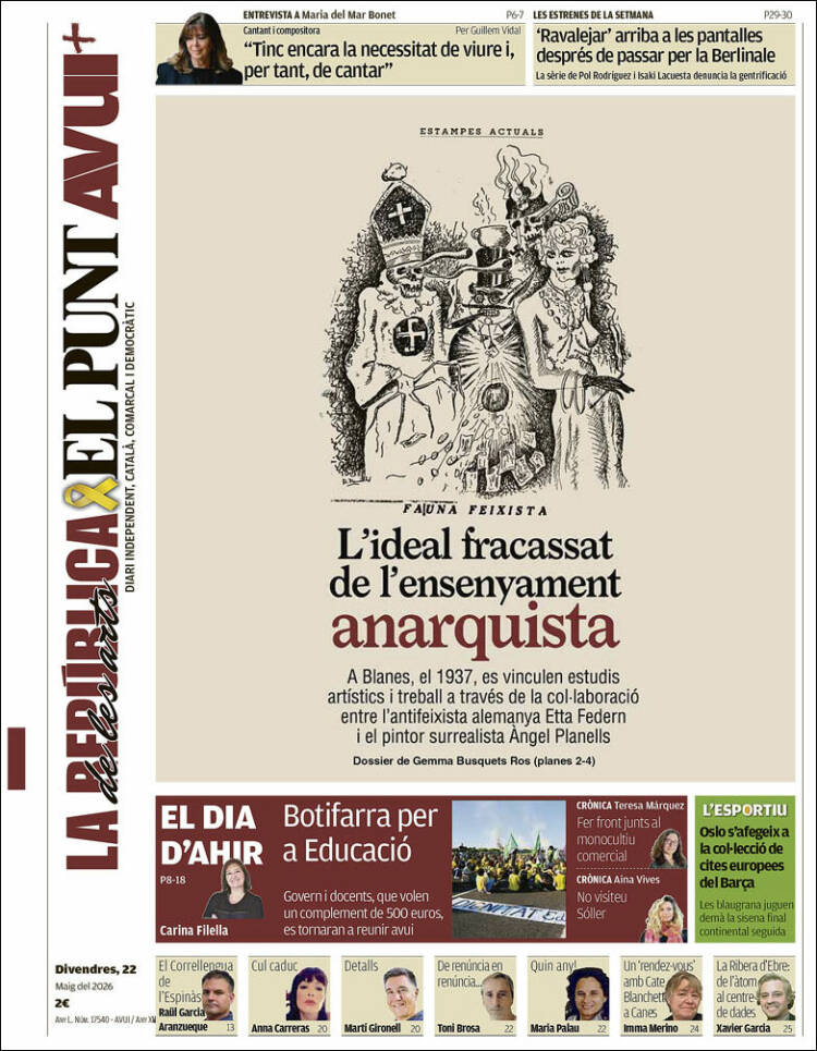 Portada de El Punt Avui (Espa&ntilde;a)