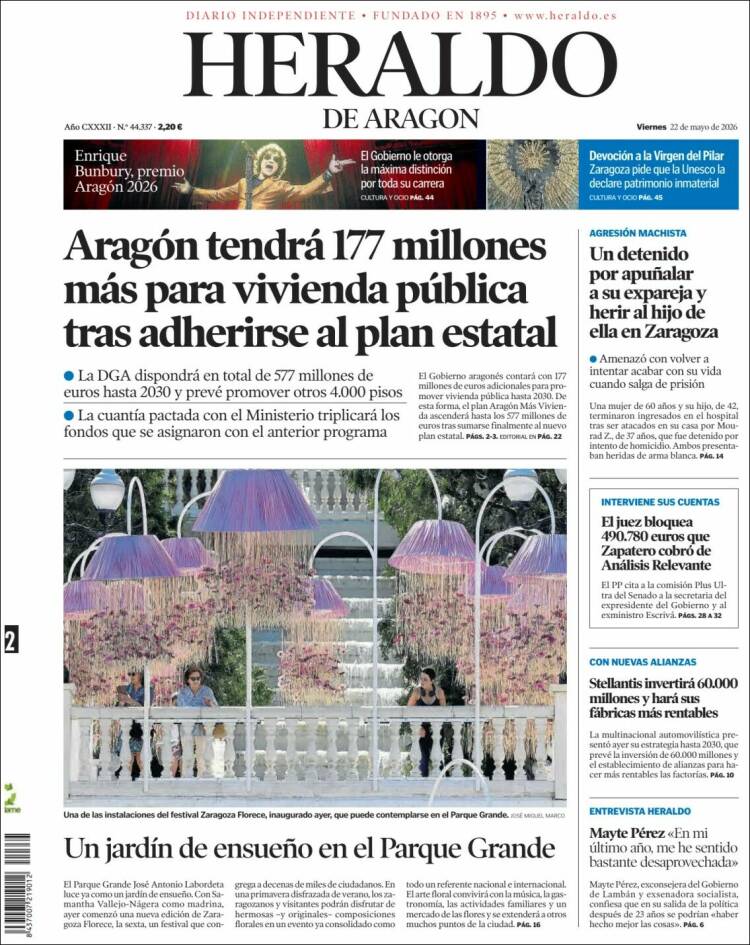 Portada de Heraldo de Aragón (Espa&ntilde;a)