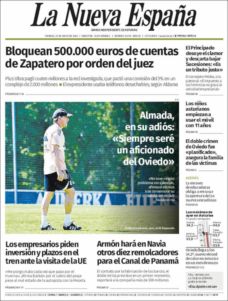 Portada de La Nueva España (Espa&ntilde;a)