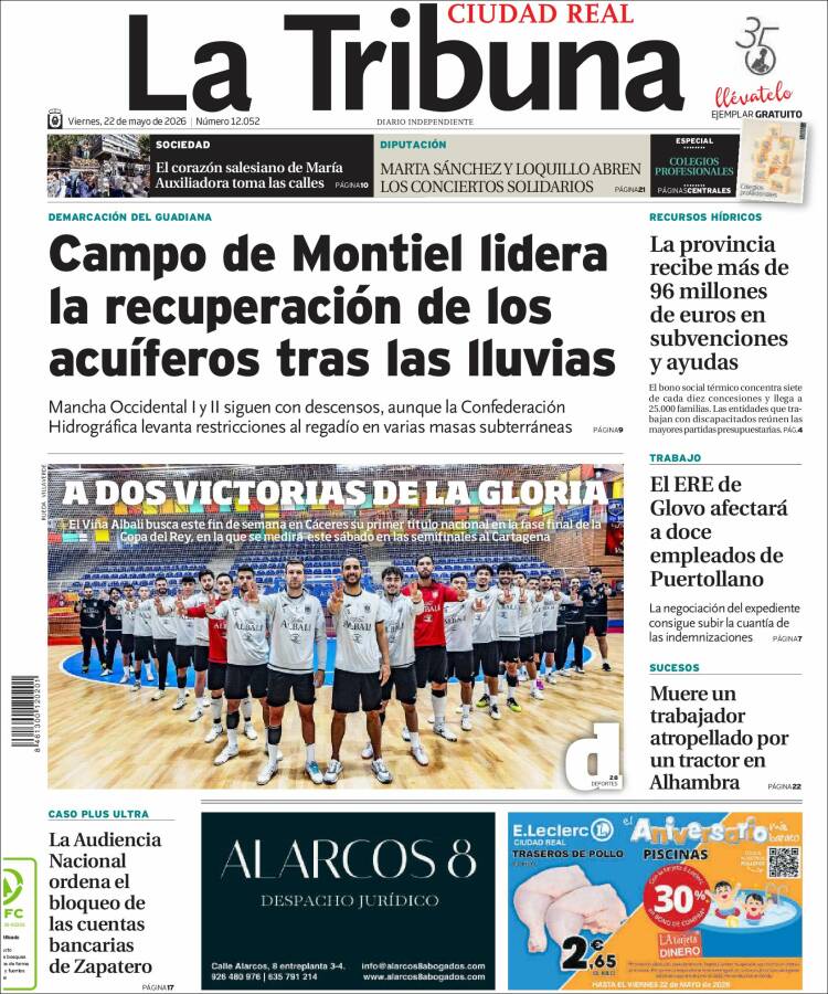 Portada de La Tribuna de Ciudad Real (Espa&ntilde;a)