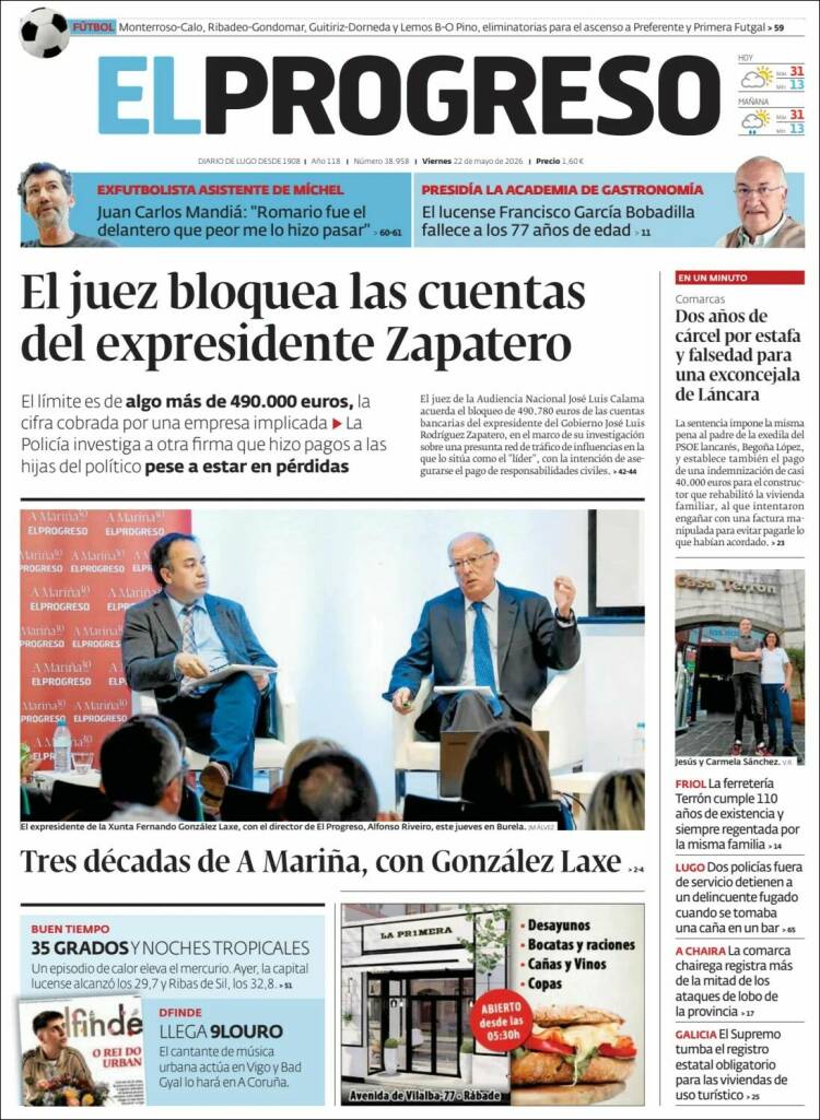 Portada de El Progreso (Espa&ntilde;a)